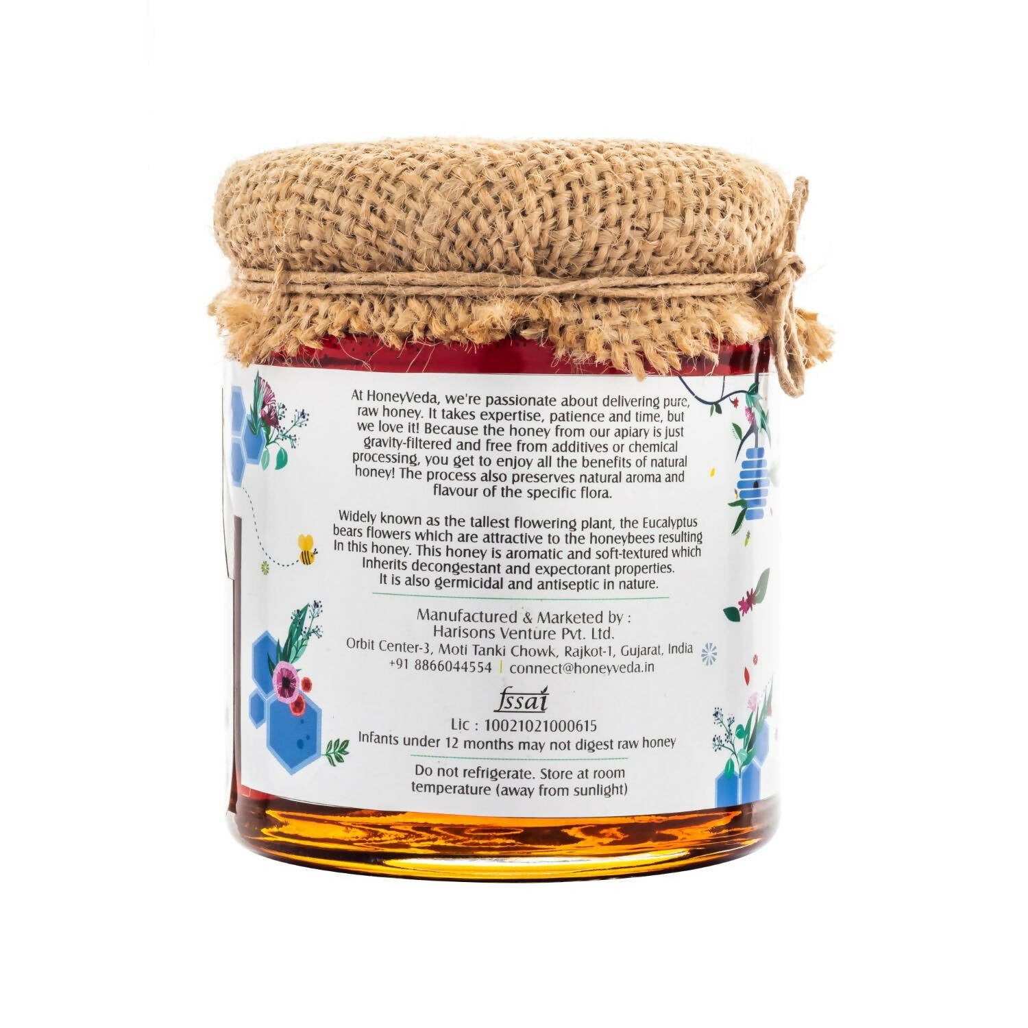 HoneyVeda Premium Raw Eucalyptus Honey - Swadesiicart