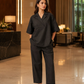 Aayaa Designer Pure Cotton Cord Set-Black