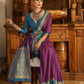 Purple Soft Banarasi Paithani Copper Zari Weaving Saree With Unstitched Blouse Piece - Jodha | Swadesiicart
