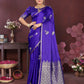 Joban Fashion Indigo Blue Floral Banarasi Silk Sarees | Swadesiicart