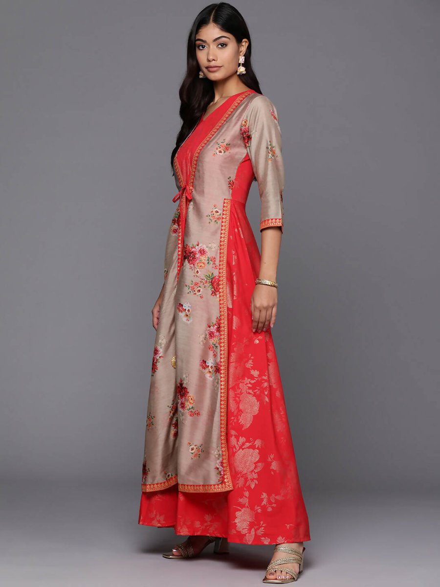 Ahalyaa Women's Traditional wear Ethnic Dress - Red | Swadesiicart