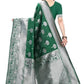 Vamika Banarasi Jacquard Weaving Green Saree (AMEE GREEN) | Swadesiicart