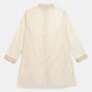 Ahalyaa Cream Chanderi Gold Print Kids Kurta Churidar Set For Boys | Swadesiicart