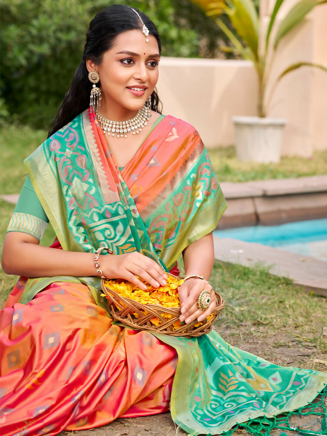 Shree Shyam Fashion Mustard Pochampally Silk Saree