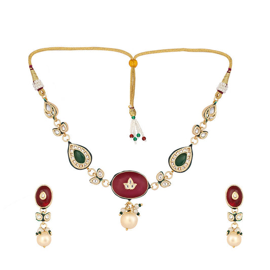 Nuyug 22K Gold Plated Radiant Sage Stone Kundan Necklace | Swadesiicart