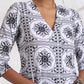 trueBrowns White Cotton Geometric Print Angrakha Kurta Set | Swadesiicart