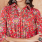 InWeave Women's Red Yellow Floral Print Flared Kurta Pant Set - Swadesiicart
