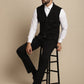 Even Apparels Men's Black Waistcoat with Notched Lapel | Swadesiicart