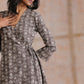 trueBrowns Clay Dabu Geometric Print Cotton Angrakha Kurta Pant Set | Swadesiicart