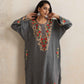 trueBrowns Grey Kashmiri Embroidered Woollen Phiran Kurta | Swadesiicart