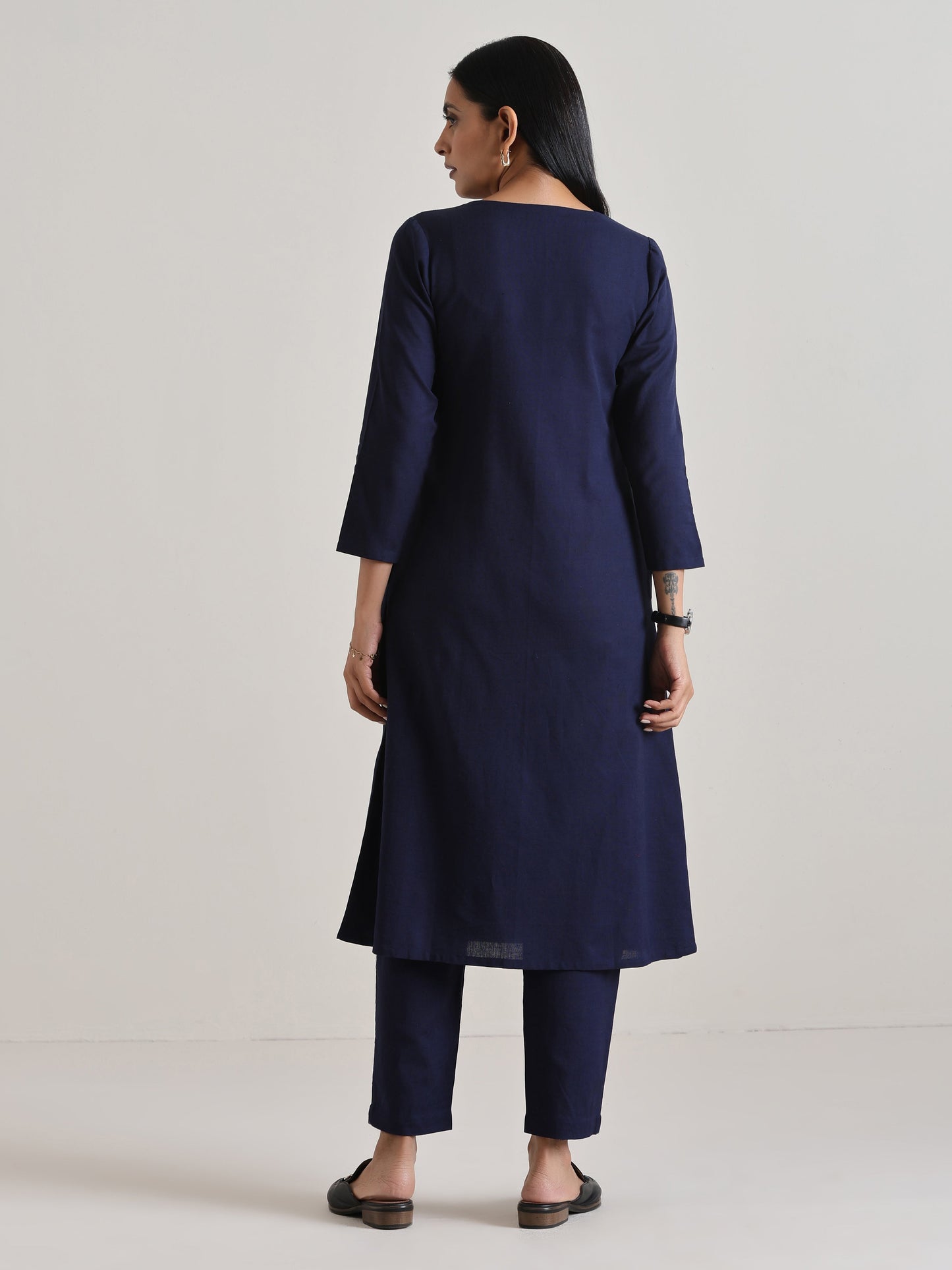 trueBrowns Blue Angrakha Kurta Set | Swadesiicart