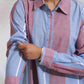 trueBrowns Blue Cotton Stripe Kurta Co-ord Set - Swadesiicart
