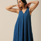 trueBrowns Classic Blue Slub Texture Sleeveless Flared Kurta Pant Set | Swadesiicart