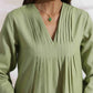trueBrowns Green Slub Pleated Co-ord Set - Swadesiicart