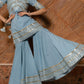Pomcha Jaipur Powder Blue Pure Cotton Sharara Set | Swadesiicart
