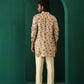 trueBrowns Men's Off White Floral Bunch Muslin Silk Printed Co-ord Set - Swadesiicart