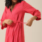 trueBrowns Bright Pink Slub Texture Angrakha Pant Set | Swadesiicart
