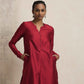 trueBrowns Red Silk Kurta Co-ord Set - Swadesiicart