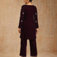 trueBrowns Wine Velvet Embroidered Co-ord Set - Swadesiicart