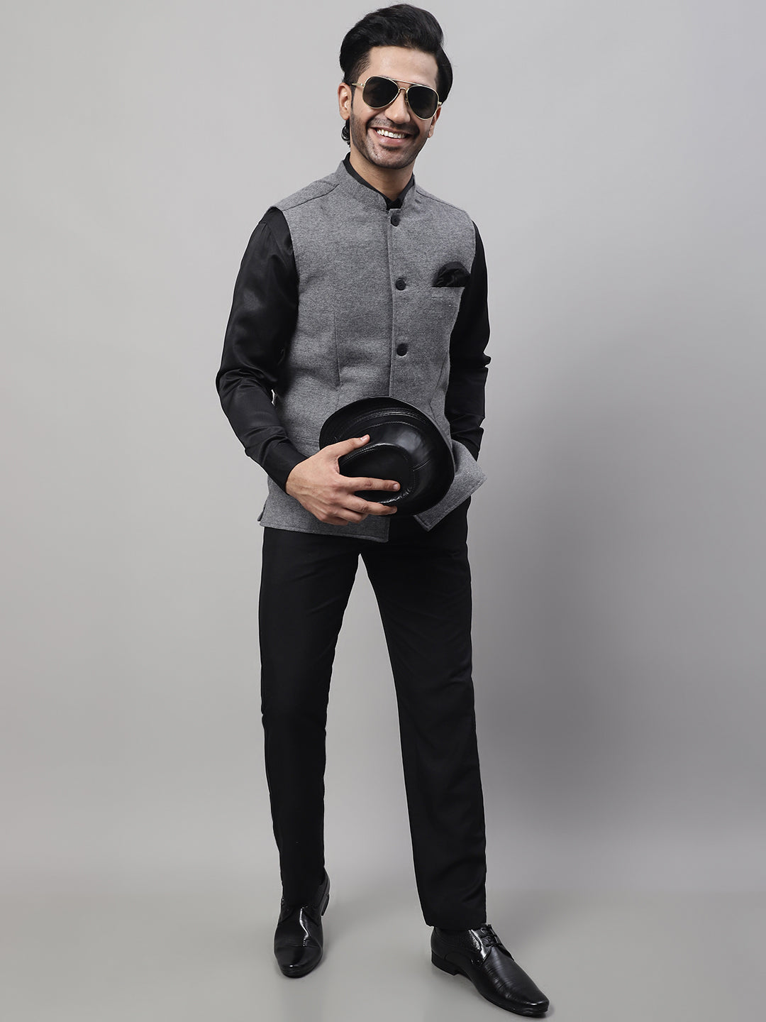 Even Apparels Men's Grey Pure Wool Nehru Jacket | Swadesiicart