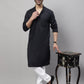 Even Apparels Black Pure Cotton Kurta With Band Collar | Swadesiicart