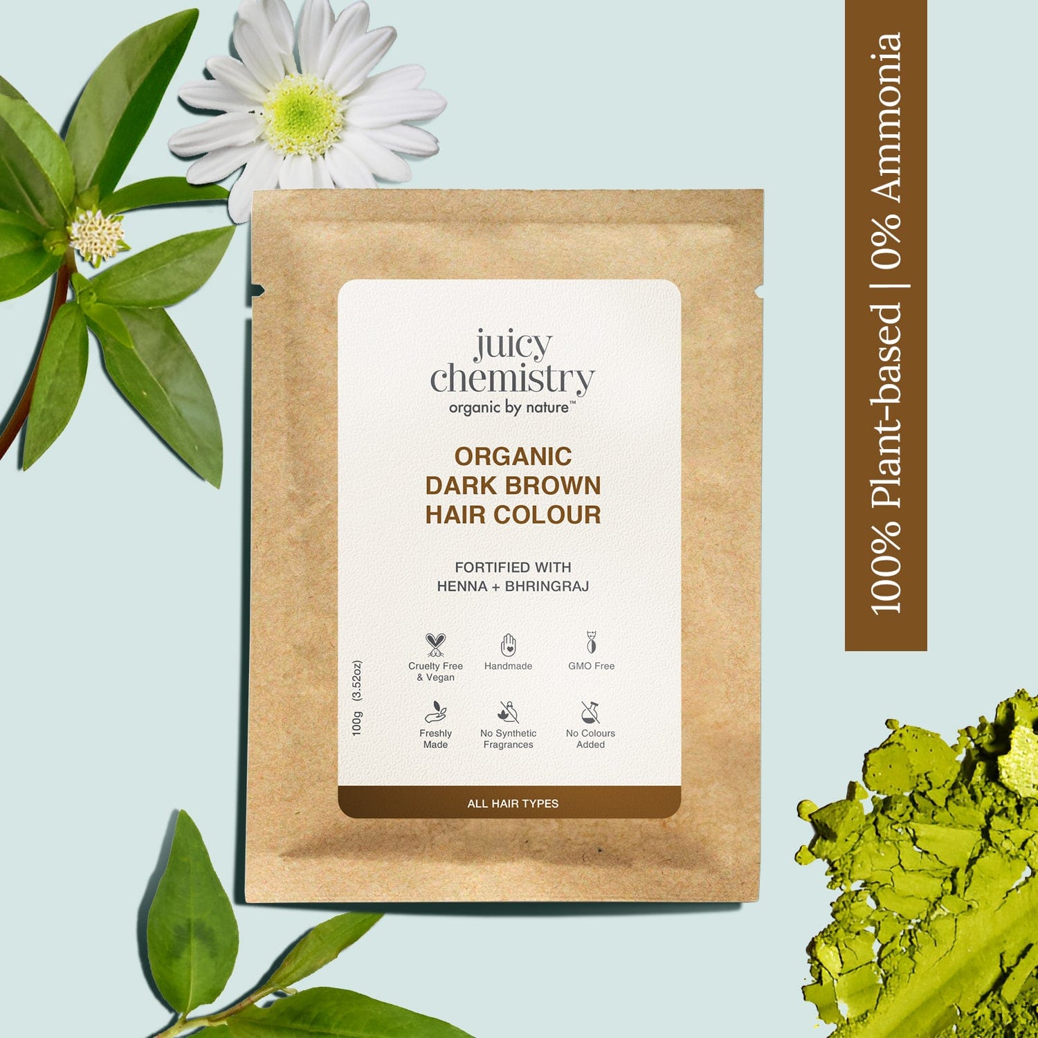 Organic Dark Brown Hair Colour Fortified with Henna + Amla