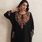 trueBrowns Black Kashmiri Floral Embroidered Woollen Phiran Kurta | Swadesiicart