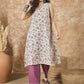 InWeave Dusty Mauve V Neck Aline Kurta Set - Swadesiicart