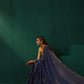 trueBrowns Royal Blue Cotton Gold Lurex Striped Ready to Wear Saree | Swadesiicart