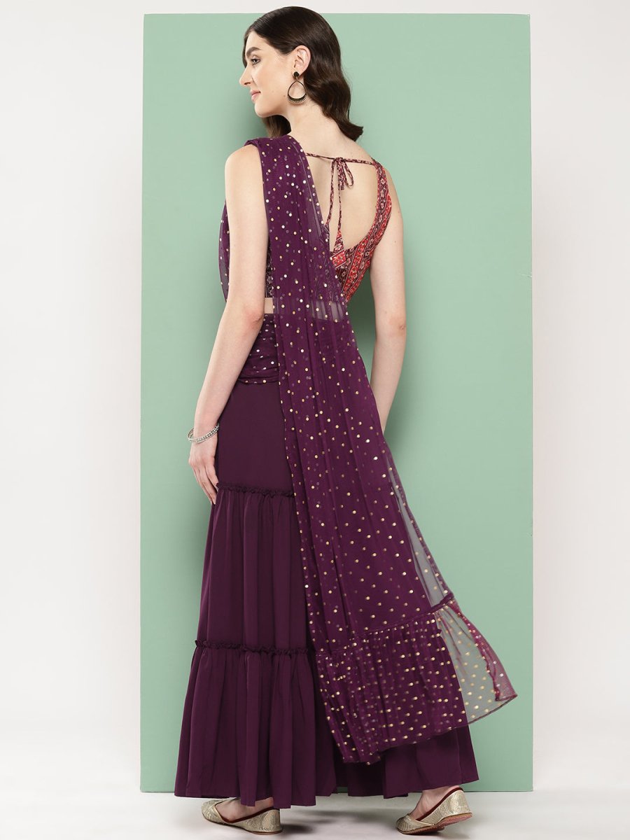 Ahalyaa Printed Ethnic Co-Ords with Draped Dupatta - Swadesiicart
