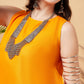 InWeave Women's Tangy Orange Short Kurta Palazzo Set - Swadesiicart