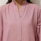 trueBrowns Pink Cotton Linen Kurta Pant Set | Swadesiicart