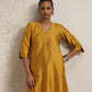 trueBrowns Gold Silk Kurta Co-ord Set - Swadesiicart