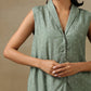 trueBrowns Light Green Bandhani Printed Silk Sleevesless Jacket Pant Set | Swadesiicart