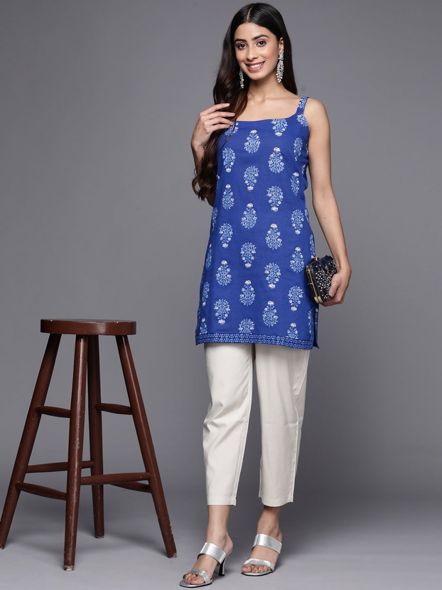Ahalyaa Floral Printed Pure Cotton Tunic | Swadesiicart
