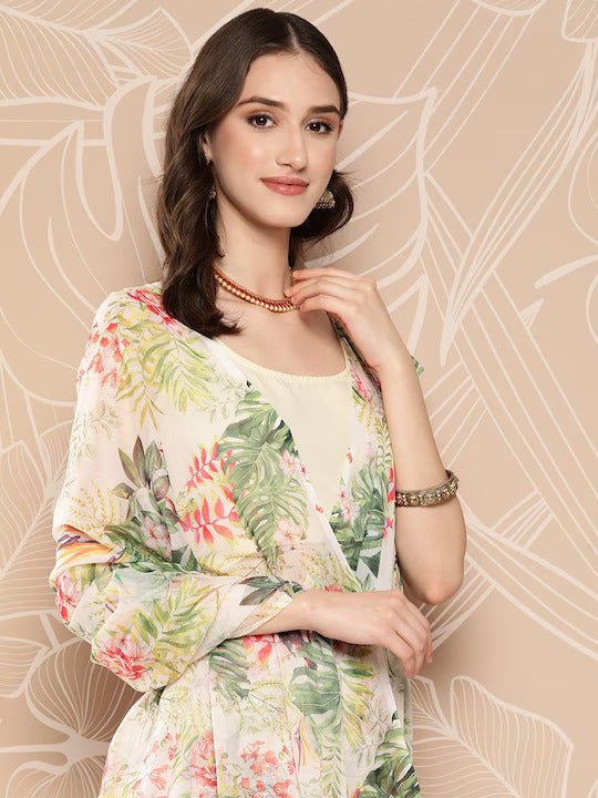 Ahalyaa Floral Printed Poly Chiffon Saree | Swadesiicart