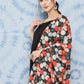 InWeave Women's Black Strappy Set With White Red Round Motif Dupatta - Swadesiicart