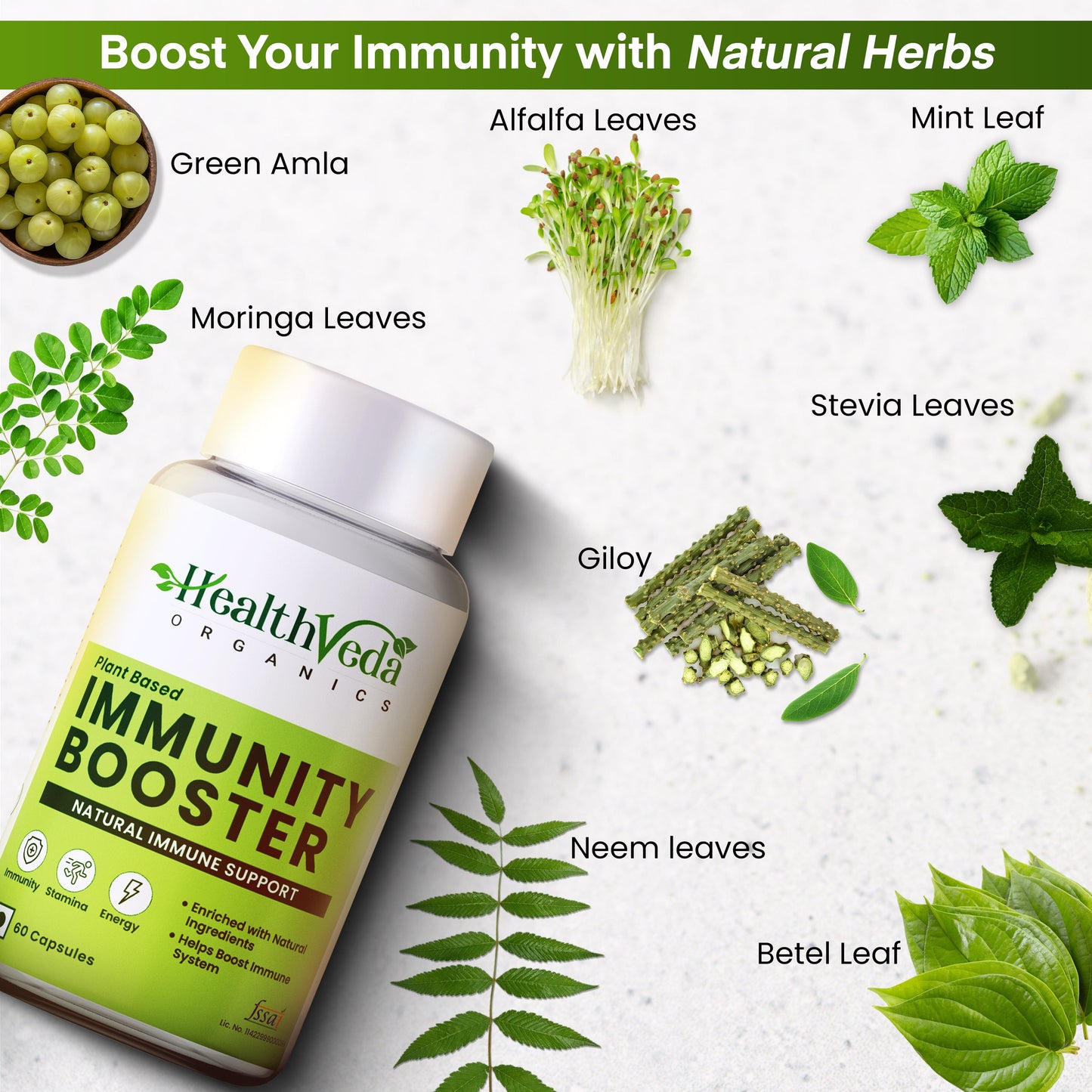Health Veda Organics Natural Immunity Booster Capsules - Swadesiicart