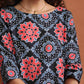 trueBrowns Black Ajrak Print A-line Kurta Set | Swadesiicart
