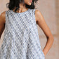 trueBrowns Multi Grey On Grey Ikat Print Cotton High-Low Co-Ord Set - Swadesiicart