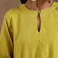 trueBrowns Lime Gold Cotton Handkerchief Kurta Set | Relove | Swadesiicart