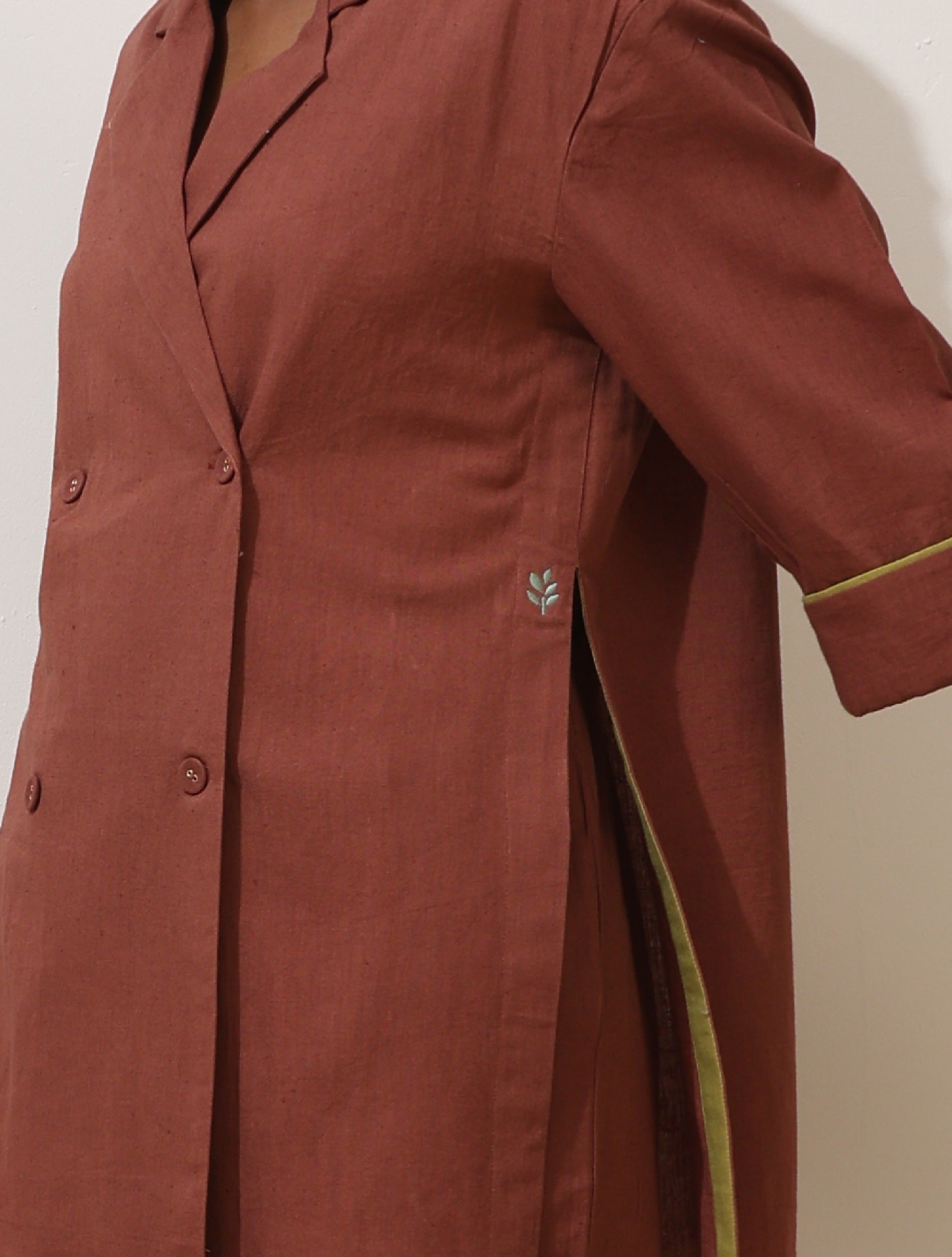 trueBrowns Brown Cotton Linen Co-Ord Set - Swadesiicart