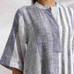trueBrowns Off-White Cotton Multi Stripe Flared Dress | Swadesiicart