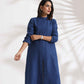 trueBrowns Blue Slub Kurta Set | Swadesiicart