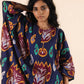 trueBrowns Purple Cotton Ikat Kaftan Co-ord Set - Swadesiicart