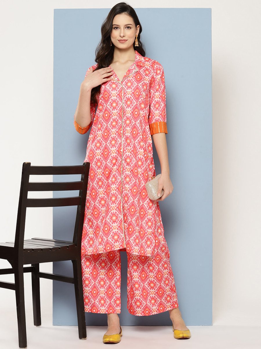 Ahalyaa Women Ethnic Motifs Printed Regular Gotta Patti Kurta with Palazzos | Swadesiicart