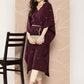 Ahalyaa Women Floral Printed Flared Sleeves Belted Detail Crepe Kaftan Kurta | Swadesiicart