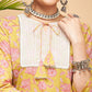 InWeave Women's Lime Pink Print Patch Cotton Straight Kurta Pant Set - Swadesiicart