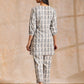 trueBrowns Grey Dabu Buta Print Cotton V-Square Neck Co-Ord Set - Swadesiicart