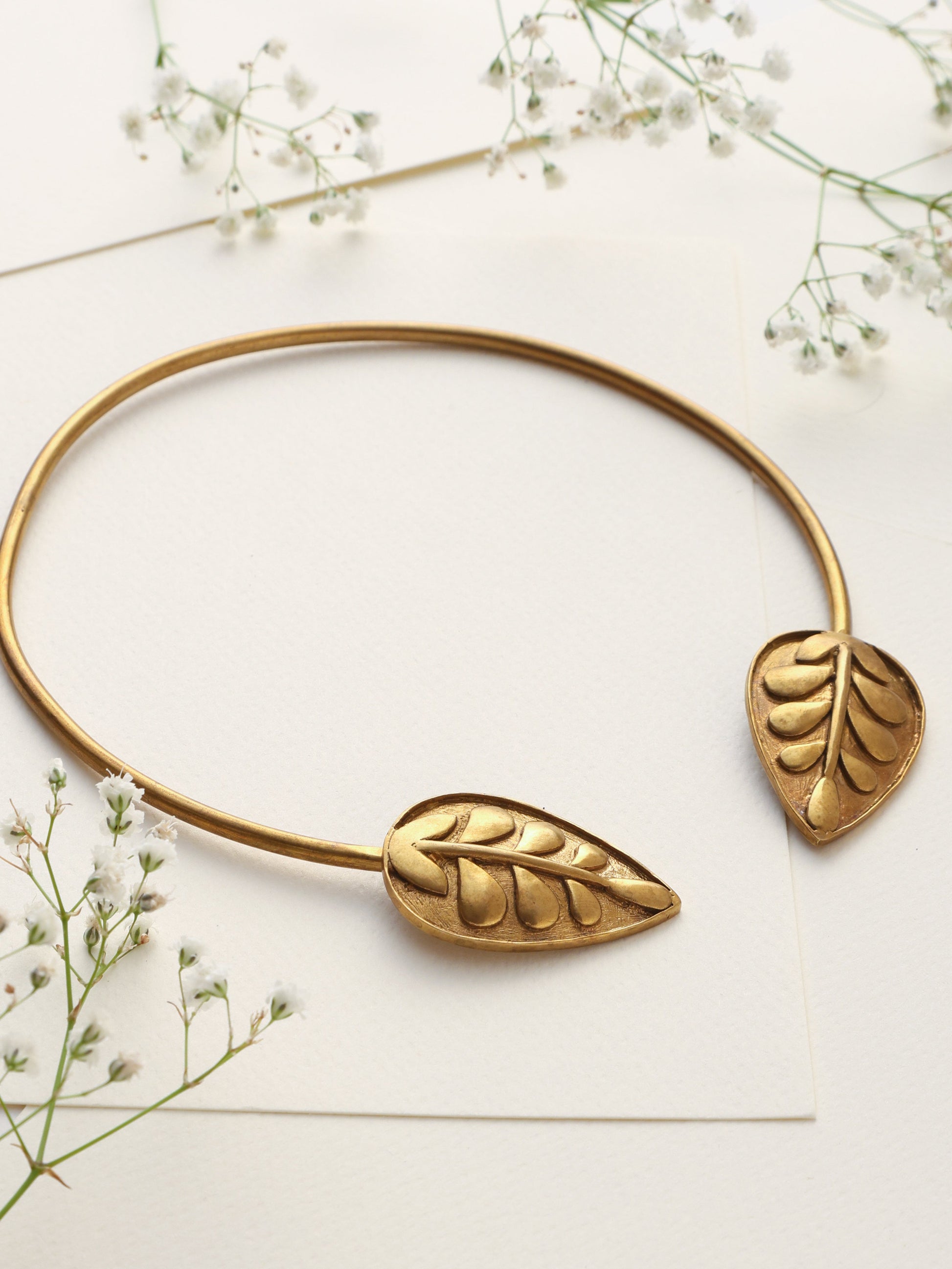 trueBrowns Brass Leaf Contemporary choker | Swadesiicart